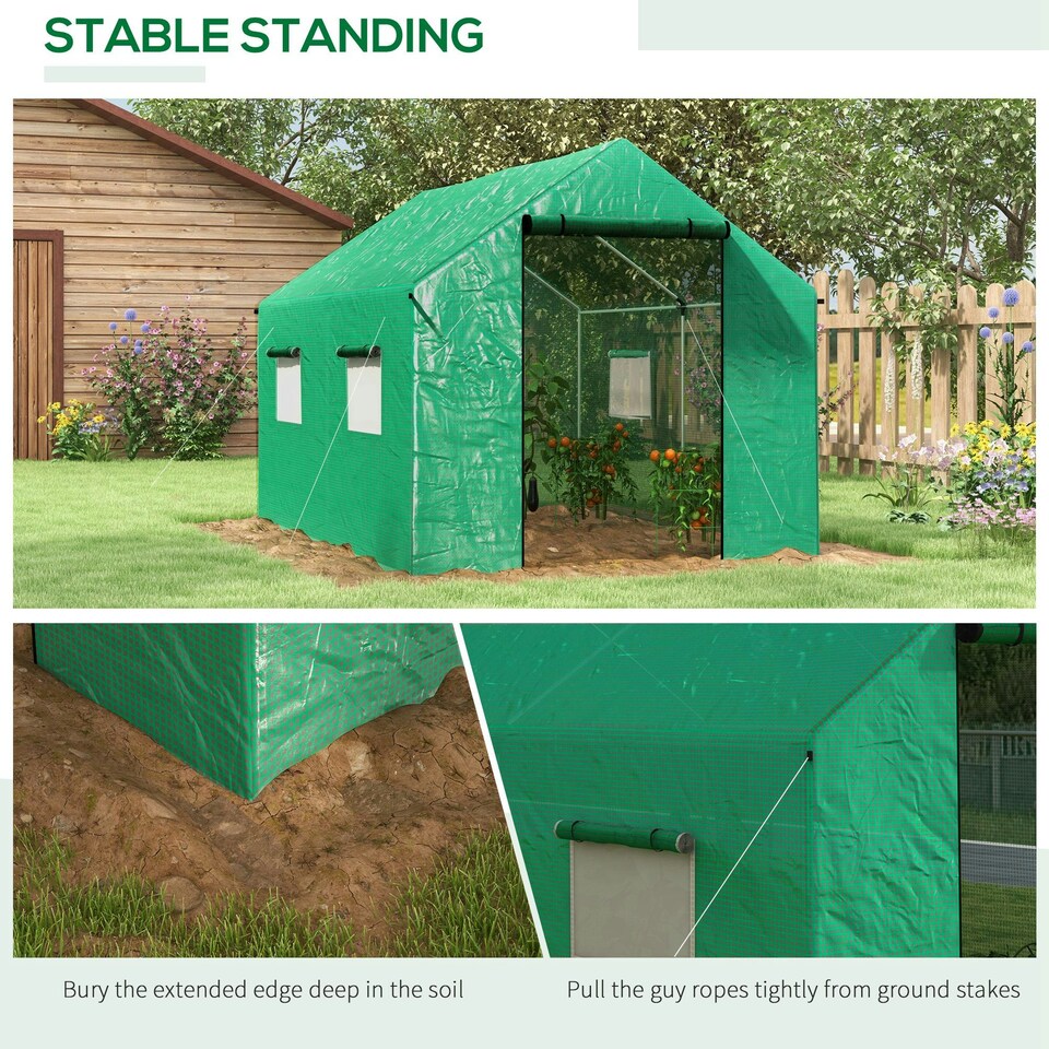image 1 of Outsunny Tunnel Greenhouse W/ UV-resistant PE Cover, Wide Door, 2 x 3(m), Green