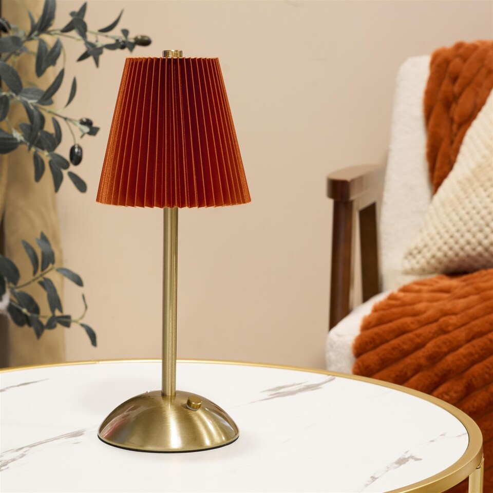 image 1 of OHS Pleated Bedside Lamp LED Rechargeable Cordless Night Light