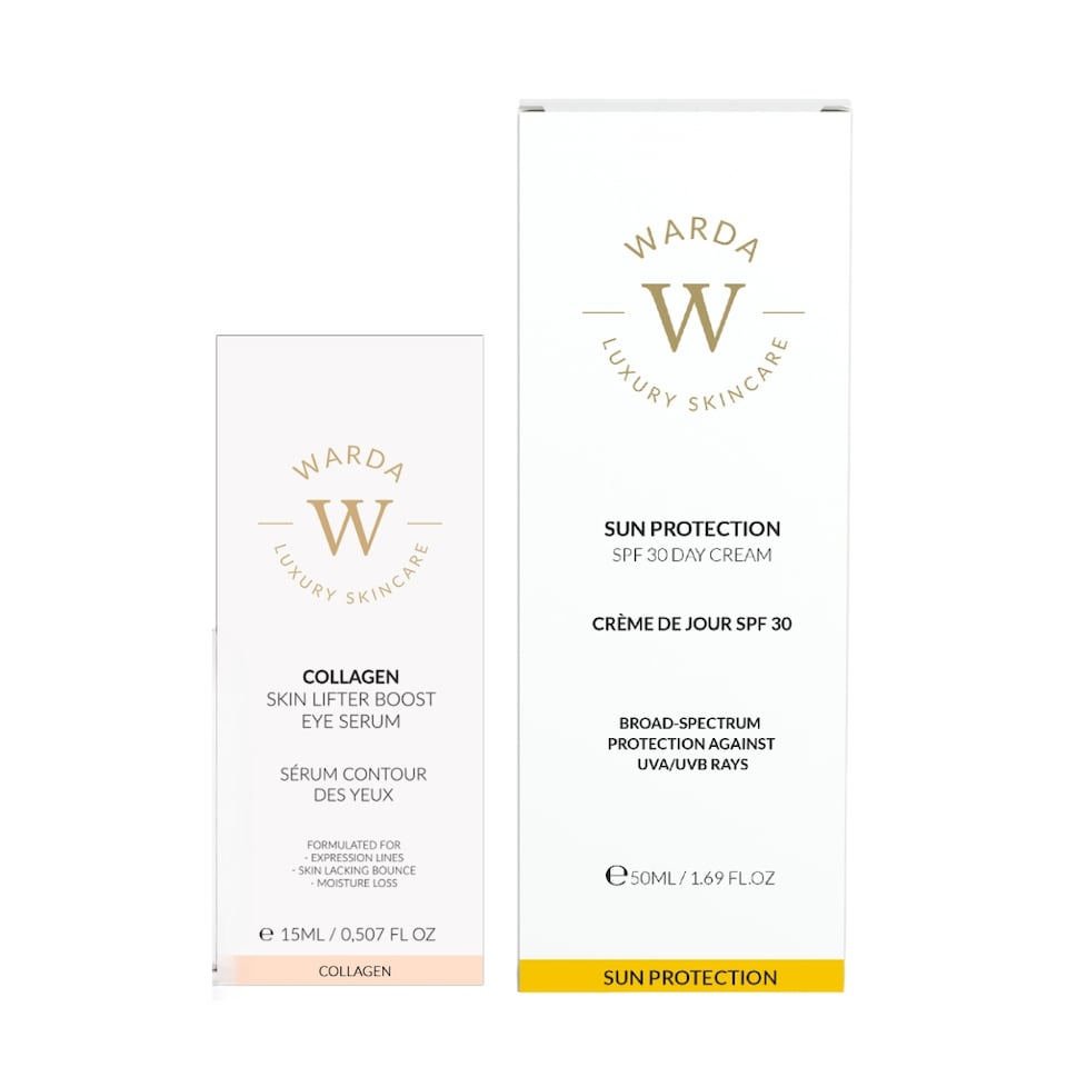 image 1 of Warda Luxury Skincare Skin Lifter Boost Collagen Gel Serum 30ml + Sun Protection SPF 30 Day Cream 50ml