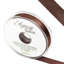 Chocolate Brown Satin Faced Ribbon Reel 15mm x 20m