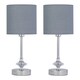 image 1 of First Choice Lighting Set of 2 Chrome Jewelled Table Lamp with Grey Cotton Shades Chrome | Grey