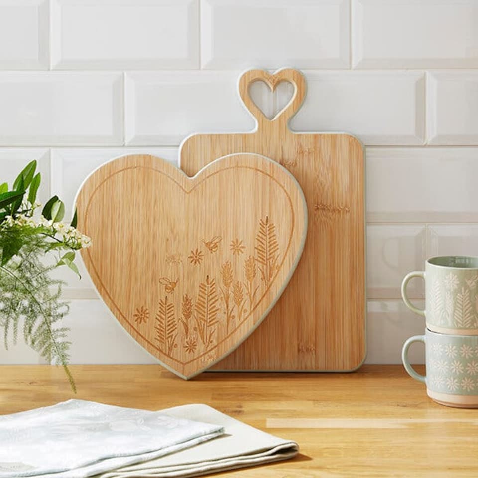 image 1 of Cooksmart Homestead Bamboo Heart Shaped Board