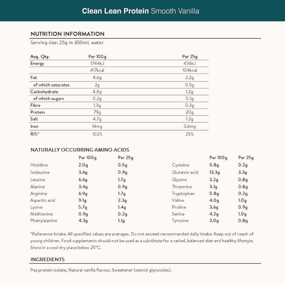 image 1 of Nuzest Clean Lean Protein Vegan Pea Protein Powder Smooth Vanilla 2.5kg 100 Servings