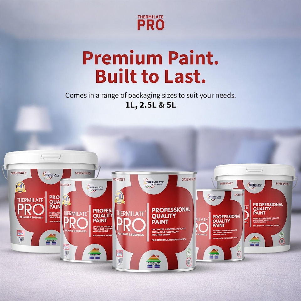 image 1 of Thermilate PRO FLEX Interior & Exterior Paint - Multi-Surface Paint & Primer - All-in-One - Ultra White - 5L - Matt