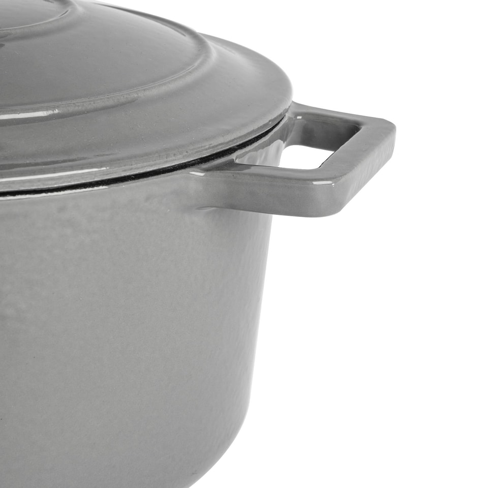 image 1 of Argon Tableware Cast Iron Casserole Dishes - Enameled Dutch Oven - Self-Basting Lid - Hob to Oven - 4.5 Litre - Slate Grey - Pack of 2 | Grey | Slate Grey