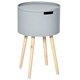 image 6 of Round Side Table Wood Nightstand with Hidden Storage Space Removable Tray Grey