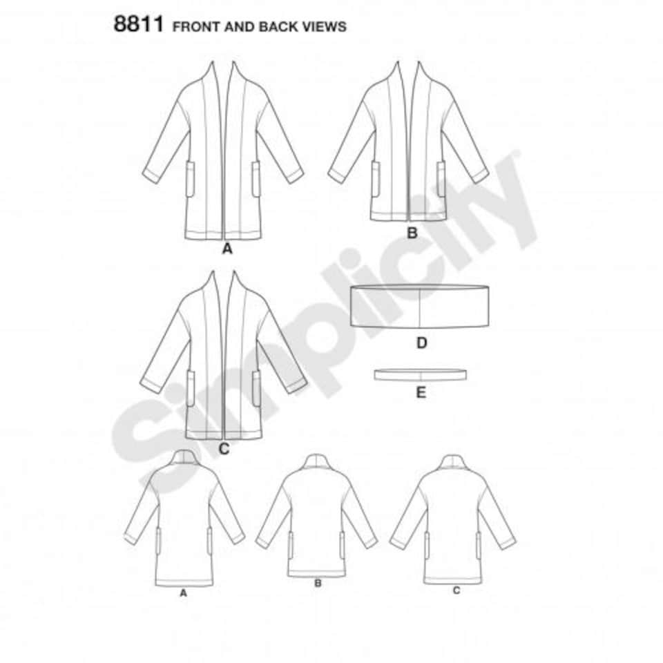 image 1 of Simplicity 8811 Paper Sewing Pattern – Women’s Scarves, Headwear, Jackets & Cardigans, Size A (XS–S–M–L–XL), Easy