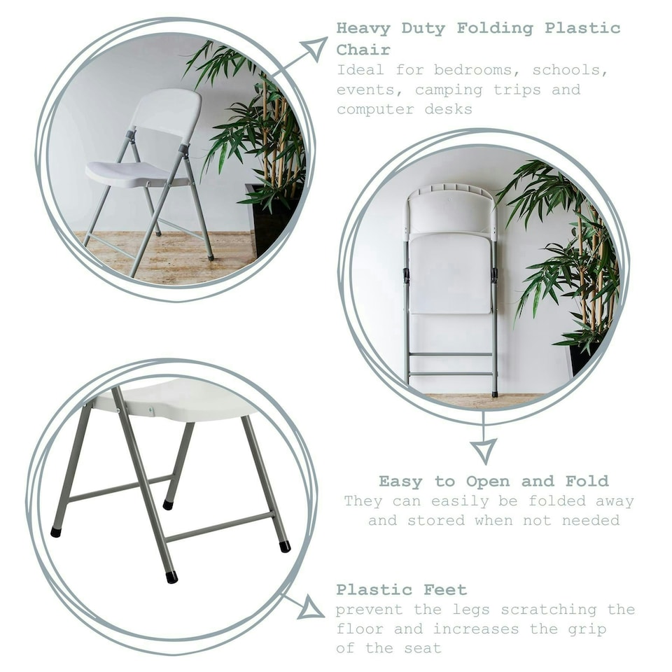 image 1 of Harbour Housewares Folding Trestle Chairs - White - Pack of 6