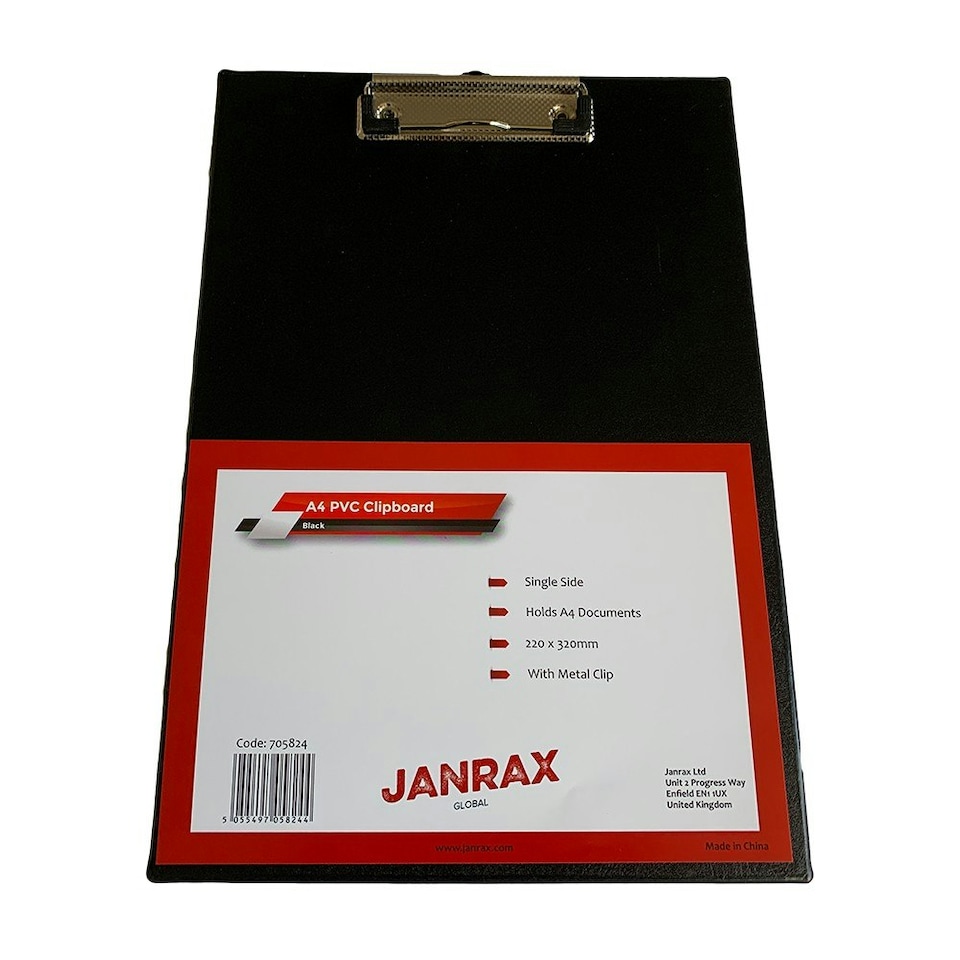 image 1 of Janrax A4 Black PVC Single Clipboard