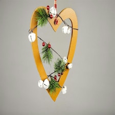 23cm Light Brown Heart Hanging Decorations Gold