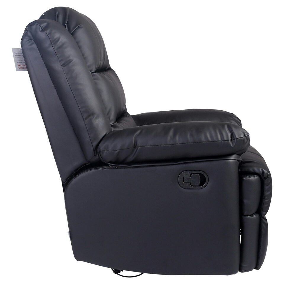 image 1 of Loxley Bonded Leather Manual Recliner Armchair Sofa Home Lounge Chair (Black)