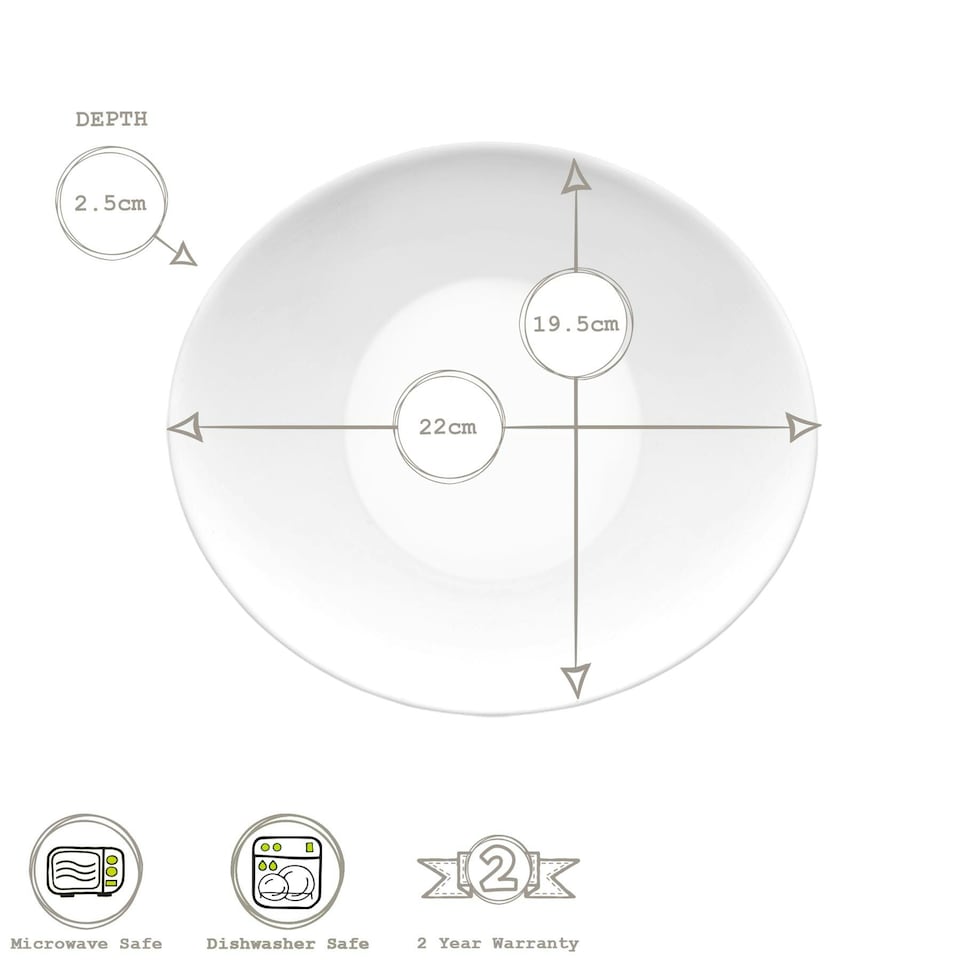 image 1 of Bormioli Rocco Prometeo Glass Dessert Plates - 24 x 19.5cm - White - Pack of 6 White