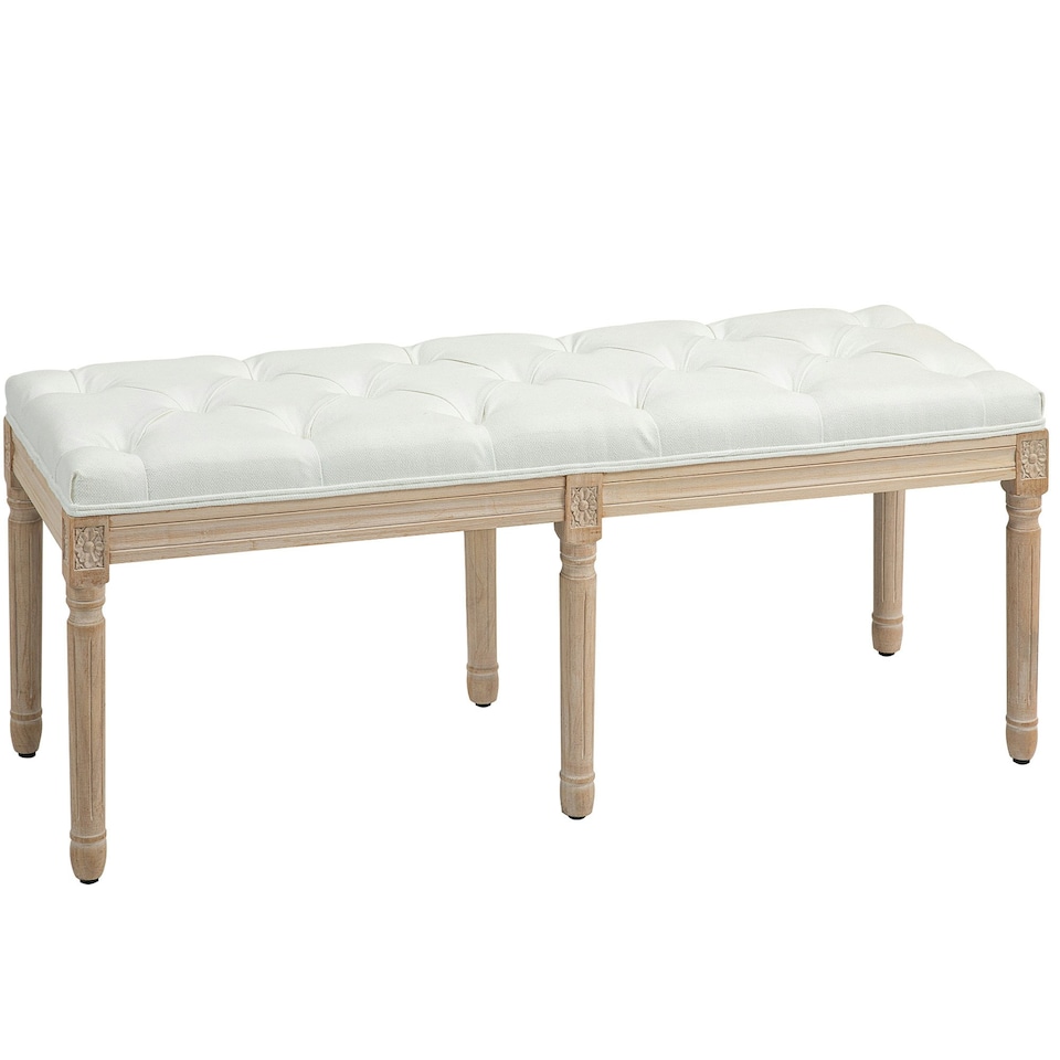 image 1 of HOMCOM End of Bed Bench, Upholstered Bedroom Bench, Cream White