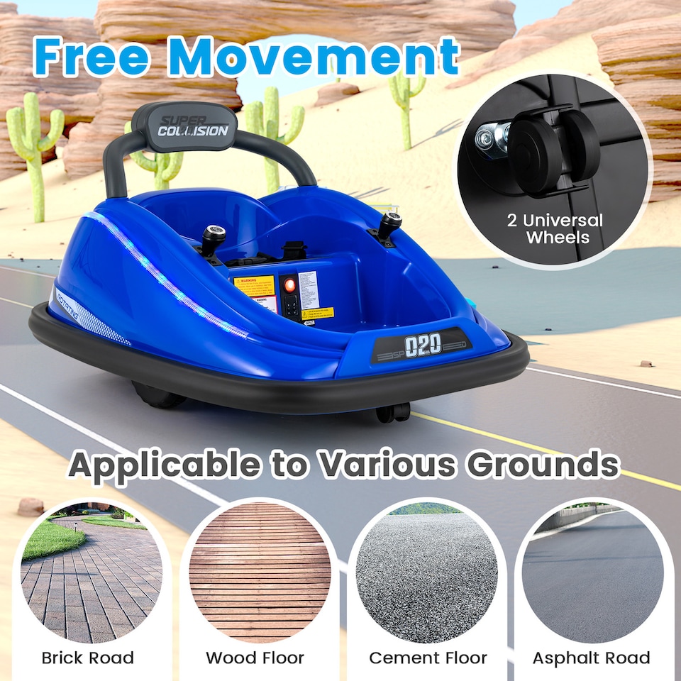 image 1 of COSTWAY Toy Car Kids Ride-On Bumper Car Electric 12V Blue