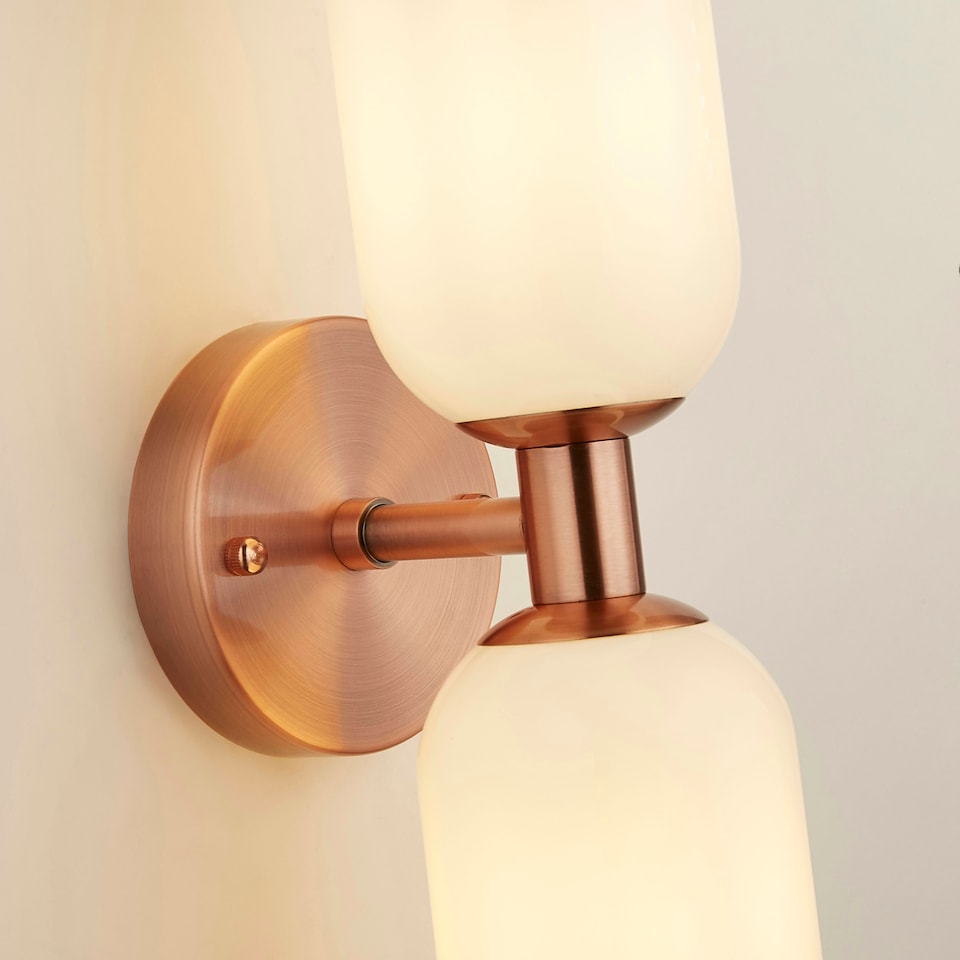 image 1 of OPALE GLASS WHITE WALL LIGHT COPPER