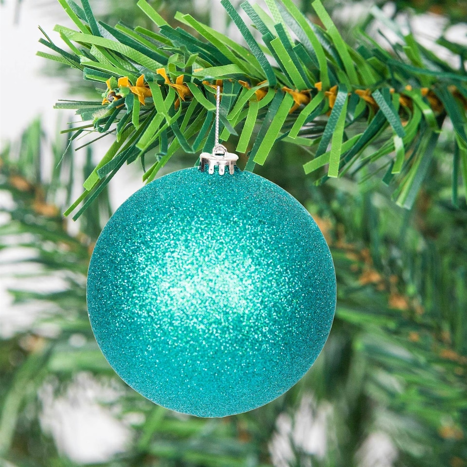 image 1 of Christmas Baubles Shatterproof Turquoise, Christmas Tree Decorations Ball 15cm/3Pcs