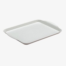 Zeal Melamine Small Serving Tray, Gingham Pattern, 25 x 19cm, Sage Green