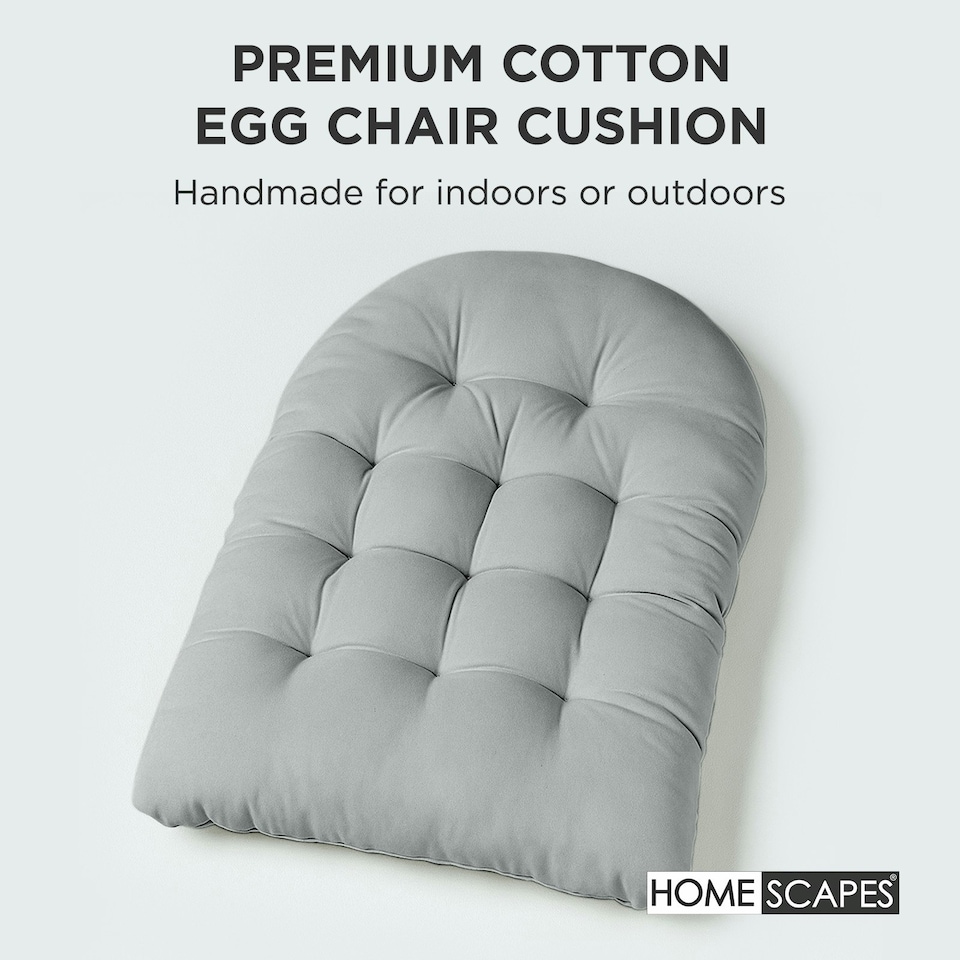 image 1 of Homescapes Grey Round Egg Chair Swing Cushion