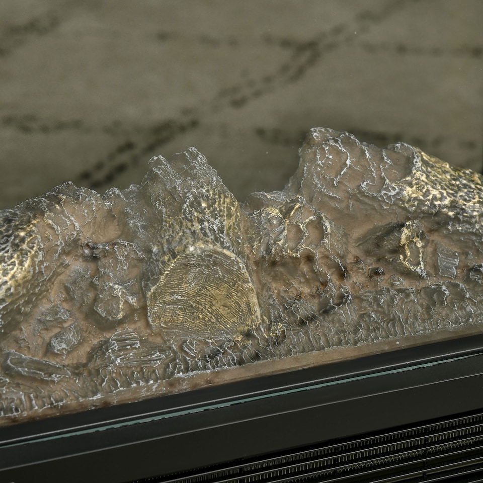 image 1 of HOMCOM 180 Charming Electric Fireplace Heater, Quiet Freestanding Stove with LED Flame Effect, Level-less Temperature Control, Overheating Protection, 1000W2000W, Black