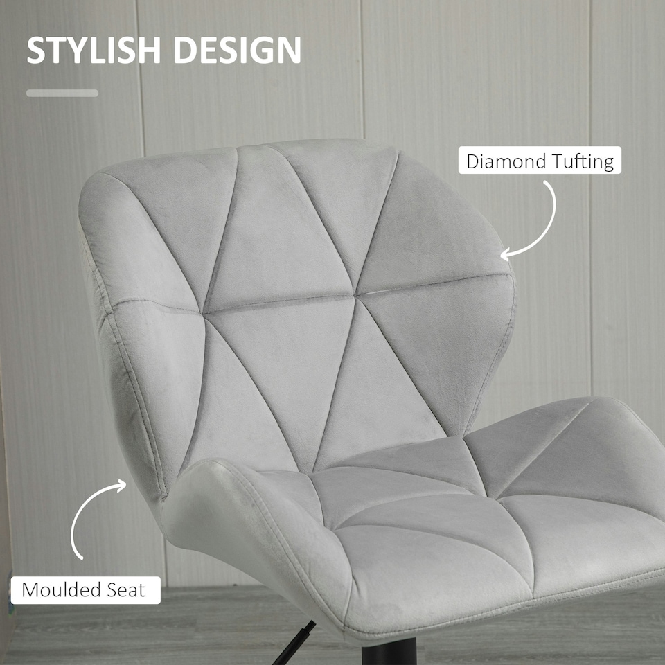 image 1 of HOMCOM Bar Stool Set of 2 Fabric Adjustable Height Counter Chairs Light Grey