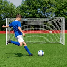 Charles Bentley Junior 8ftx4ft Plastic Portable White Football Goal Inc. Net