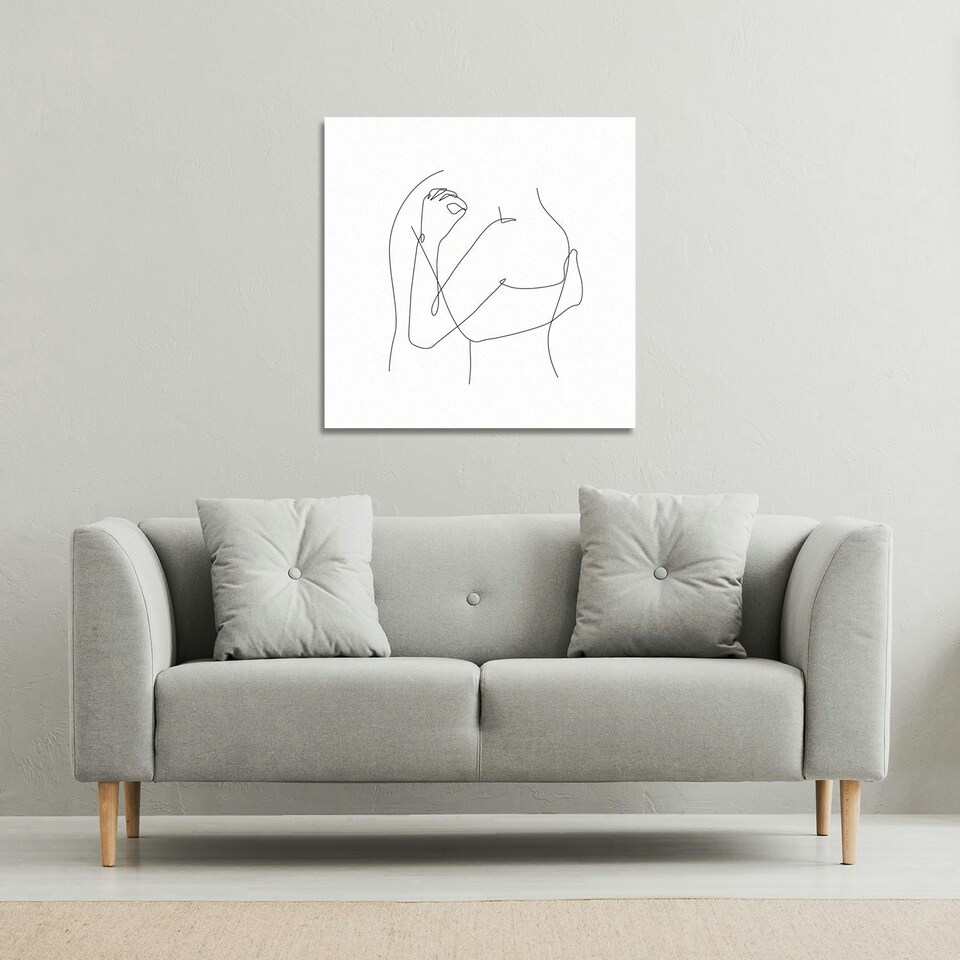 image 1 of line art hug (Canvas Print) 127 x 127 x 4cm