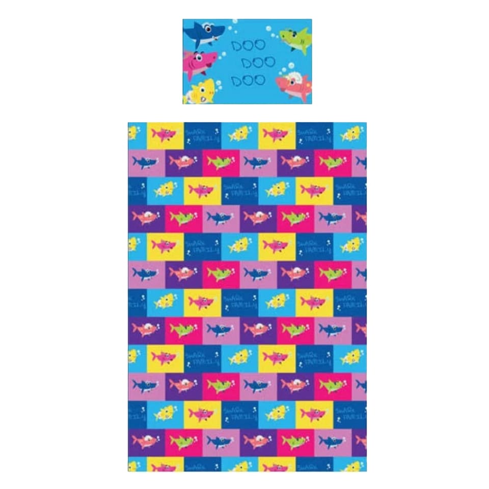 image 1 of Baby Shark Childrens/Kids Doo Doo Reversible Duvet Cover Set | Blue | Blue/Multicoloured | Toddler | 1