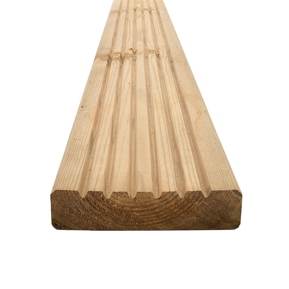 image 1 of Snowdon Timber Treated Decking Board (T) 28mm (W) 120mm (L) 3.6m - Pack of 4
