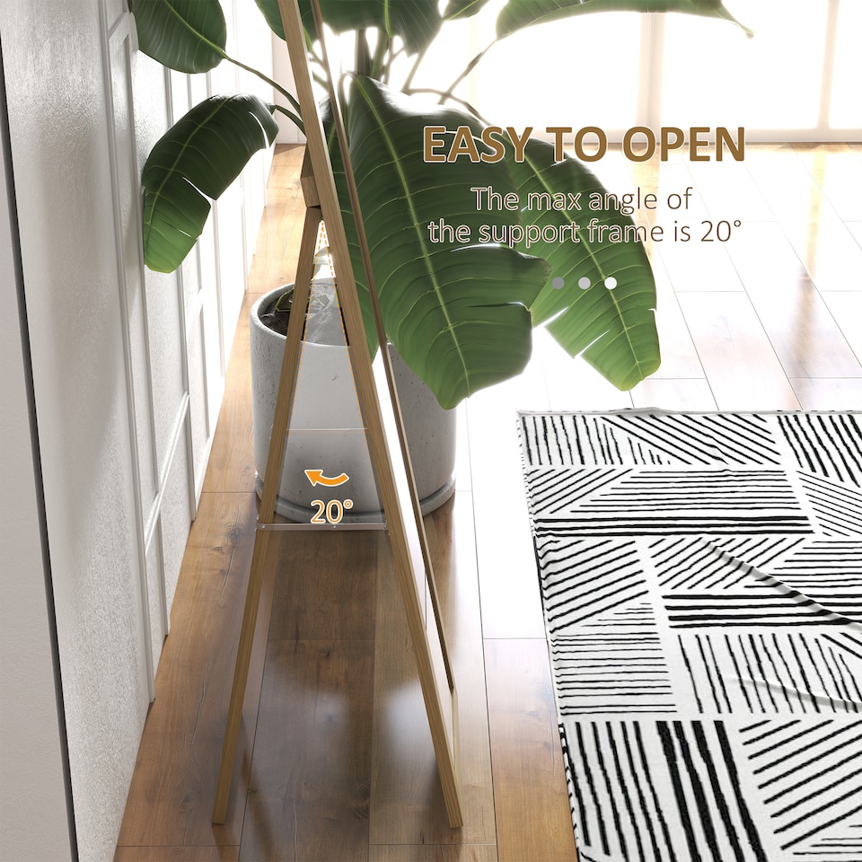 image 1 of HOMCOM Rustic Full Length Mirror, 37 157 cm, Farmhouse Wall Hanging and Freestanding Floor Mirror for Living Room, Bedroom, Natural