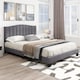 image 8 of COSTWAY Double Upholstered Bed Frame with Headboard Grey