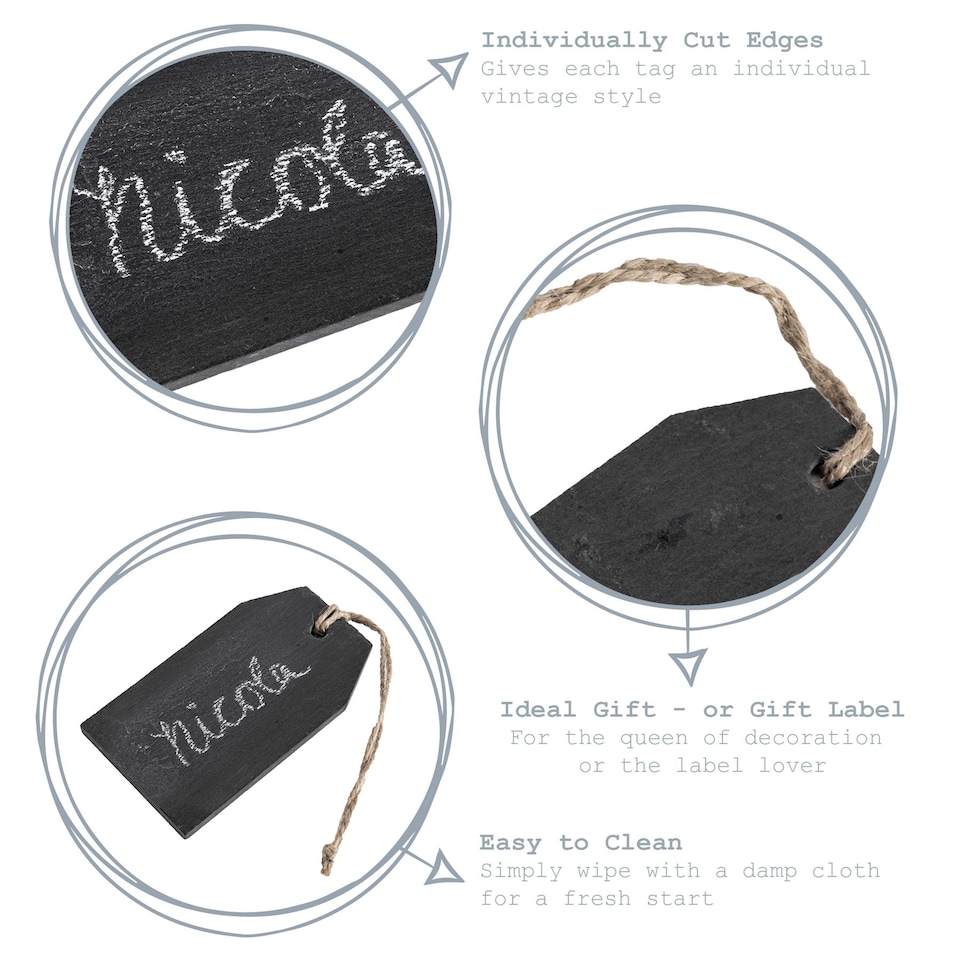 image 1 of Nicola Spring Slate Hanging Tags - 5 x 9cm - Natural - Pack of 6