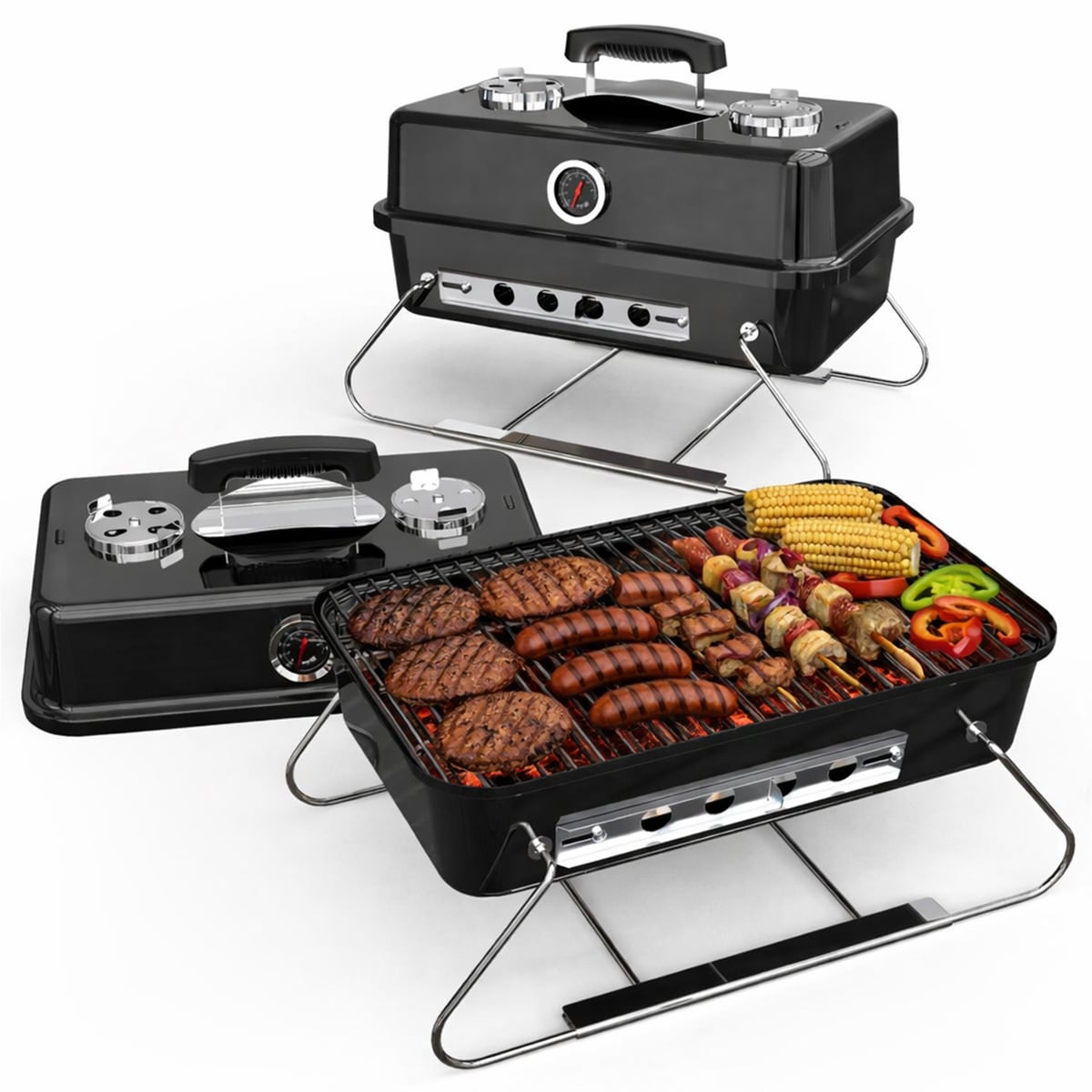 House of Home Portable BBQ Charcoal Grill Ideal for Camping & Travel with Foldable Legs