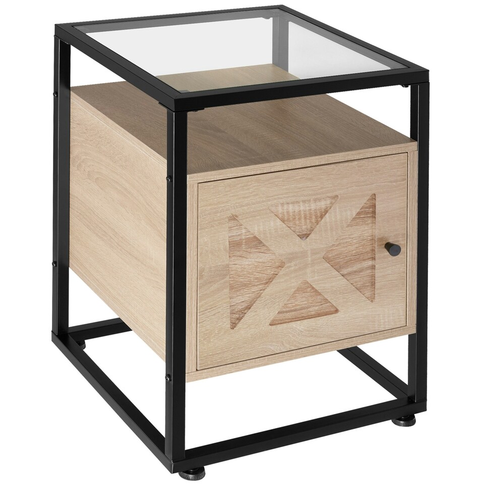 image 1 of Bedside table Kidderminster 40x43x60.5cm with shelf & cupboard Brown | Light Wood