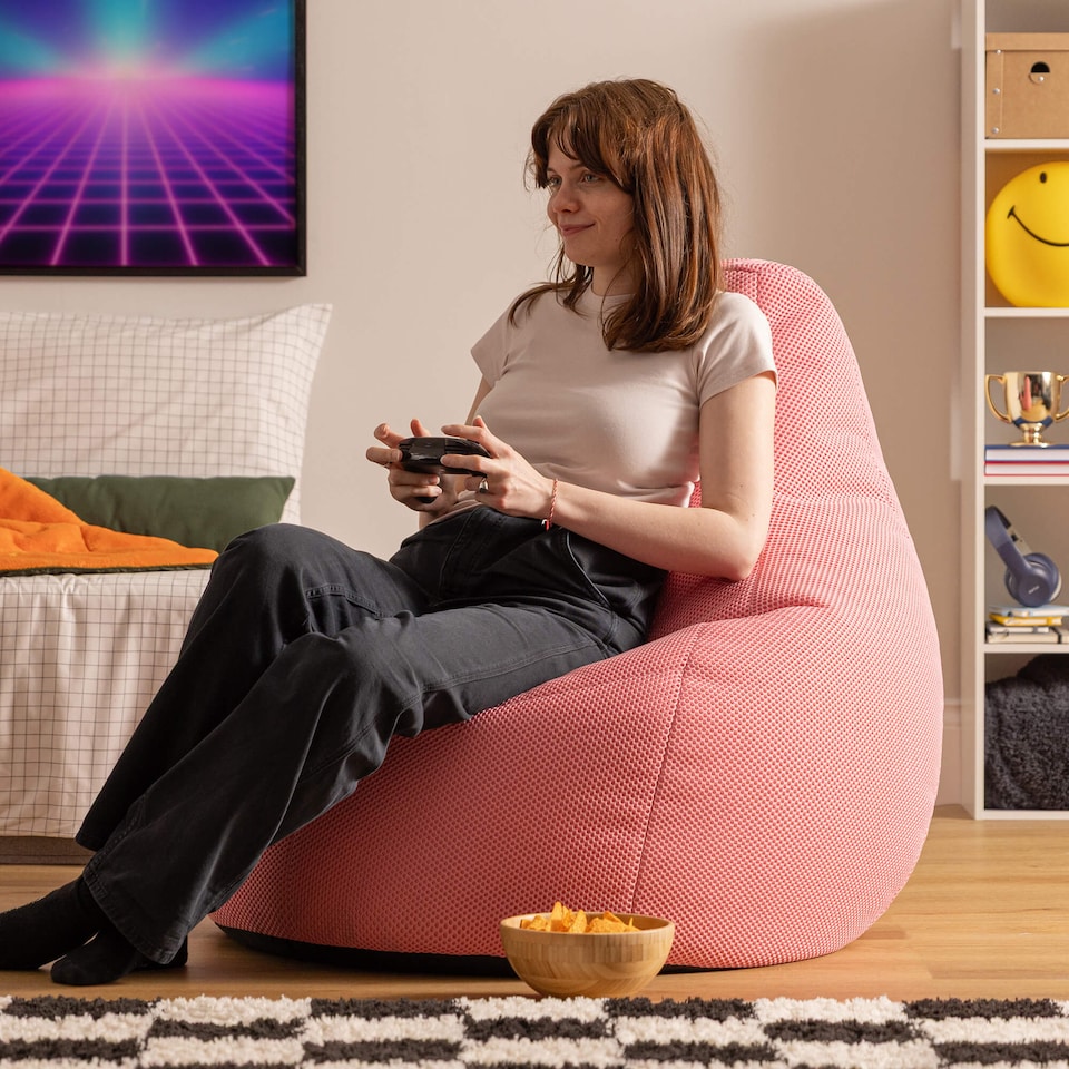 image 1 of Icon Gaming Performance Mesh XL Recliner Bean Bag, Pink