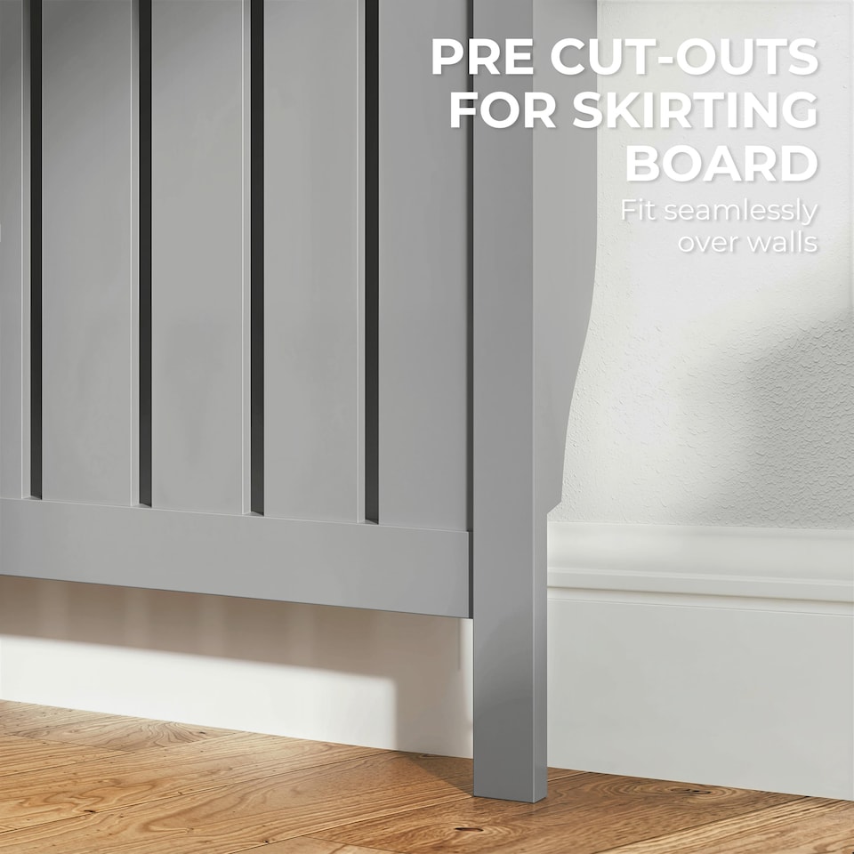 image 1 of HOMCOM Large Radiator Cover with Drawers and Vertical Slats 119 x 19 x 93 cm