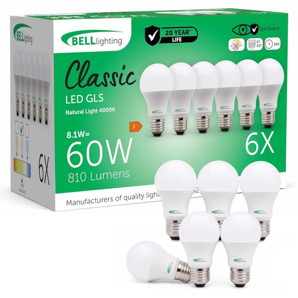 image 1 of BELL Lighting E27 LED GLS 8.1W Energy Saving Bulbs Natural White 4000K