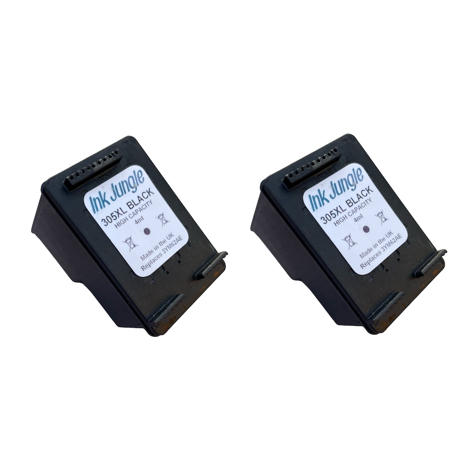image 1 of 2x Ink Jungle 305XL Black Refilled Ink Cartridges - Replaces HP 305XL Black