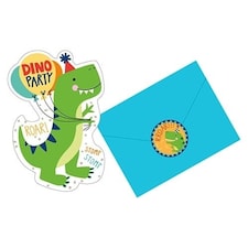 Dino-Mite Party Dinosaur Invitations with Envelopes - Pack of 8