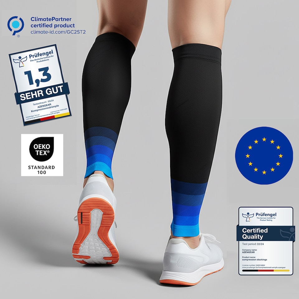 image 1 of aZengear Calf Support Compression Sleeves (Pair) for Women, Men, Running, Shin Splints