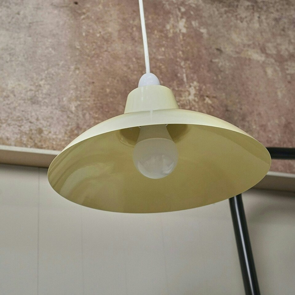 image 1 of ValueLights Retro Style Gloss Cream Metal Easy Fit Ceiling Pendant Light Shade