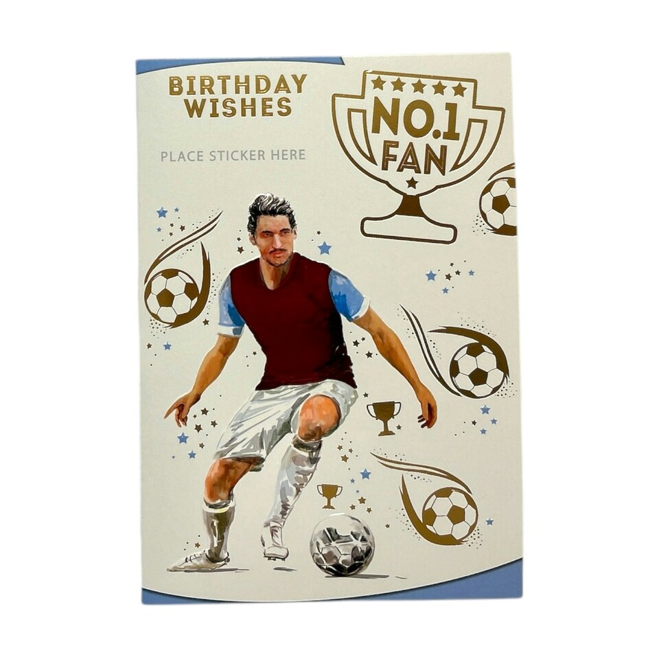 image 1 of A Man In Burgundy and White Soccer Uniform Customized Male Birthday Card