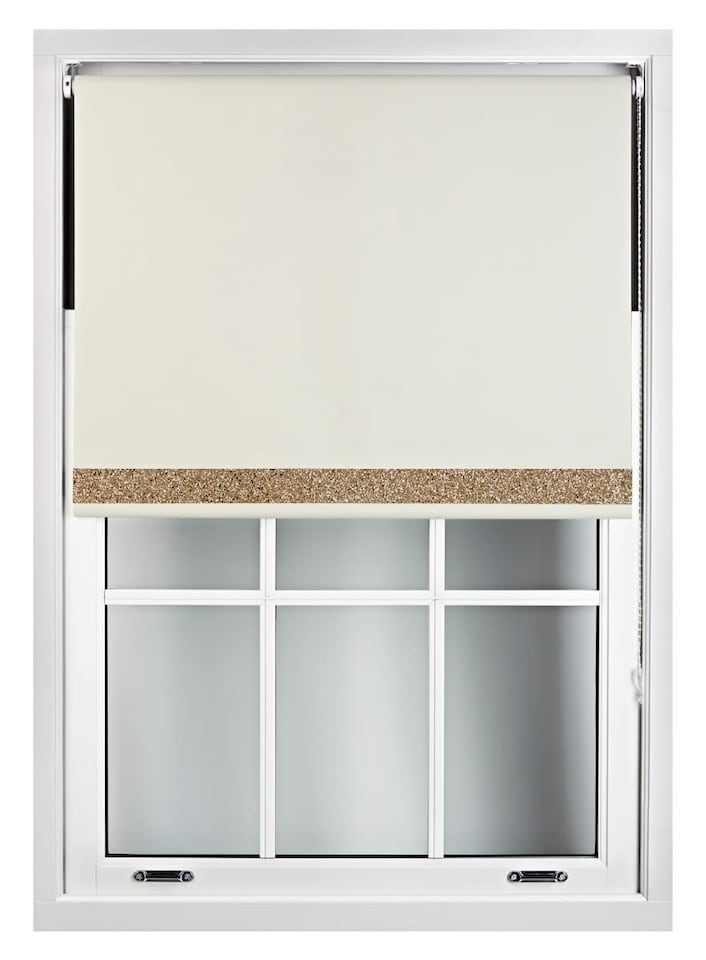 image 1 of FURNISHED Thermal Blackout Roller Blinds with Glitter Edge - (W)55cm x (L)165cm | Cream | Cream | (W) 155cm x (L) 165cm