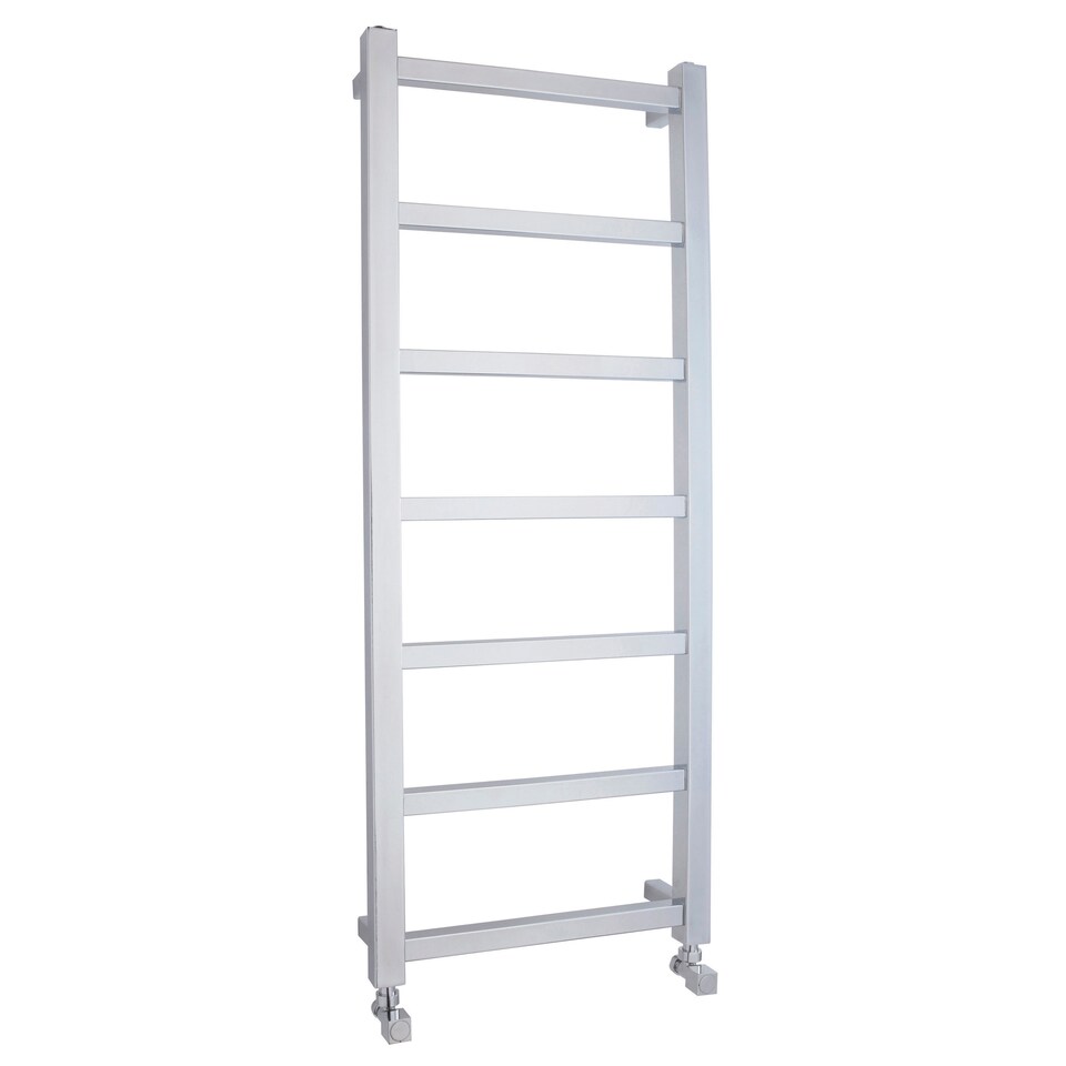 image 1 of Heated Vertical Towel Rail Square Tubes 690 BTU Chrome 1200x 450mm | Silver | Chrome | 1