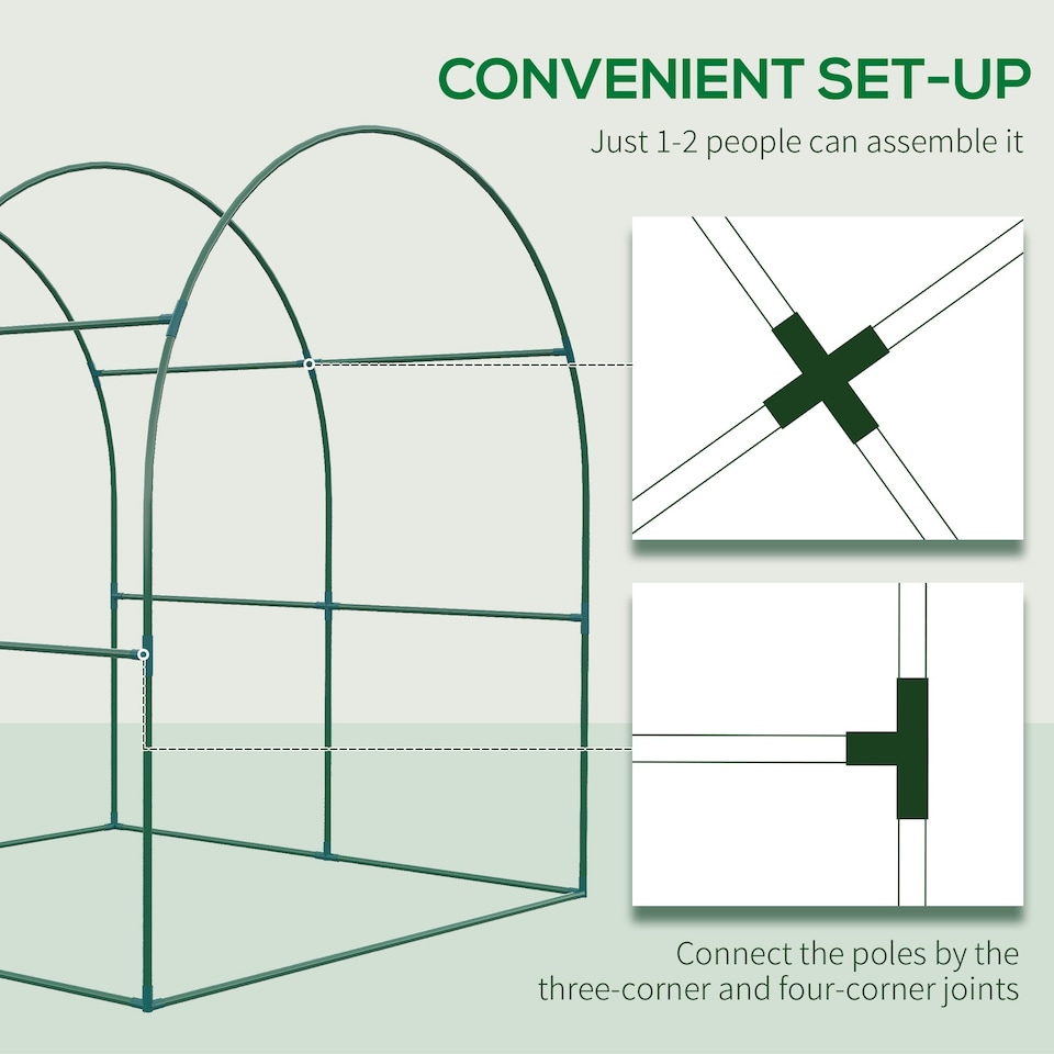image 1 of Outsunny Walk in Polytunnel Greenhouse with Roll-up Window and Door, Green