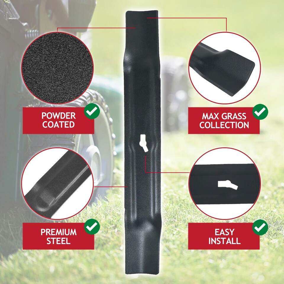 image 1 of SPARES2GO Metal Blade compatible with Challenge RM30 ME1030M RM31 ME1031M Lawnmower (30cm)