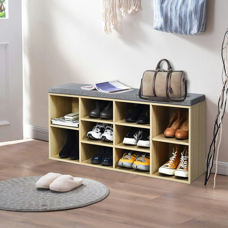 image 1 of COSTWAY Wooden Shoe Bench Shoe Storage Organizer N/A
