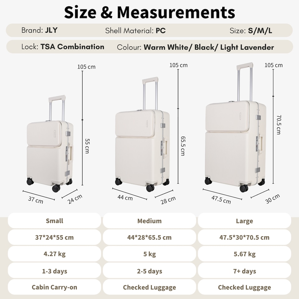image 1 of Medium Suitcase 24’ Inch Hard Shell Checked Luggage - Lightweight, Durable with Built-in Cupholder, TSA Lock, Dual Spinner Wheels