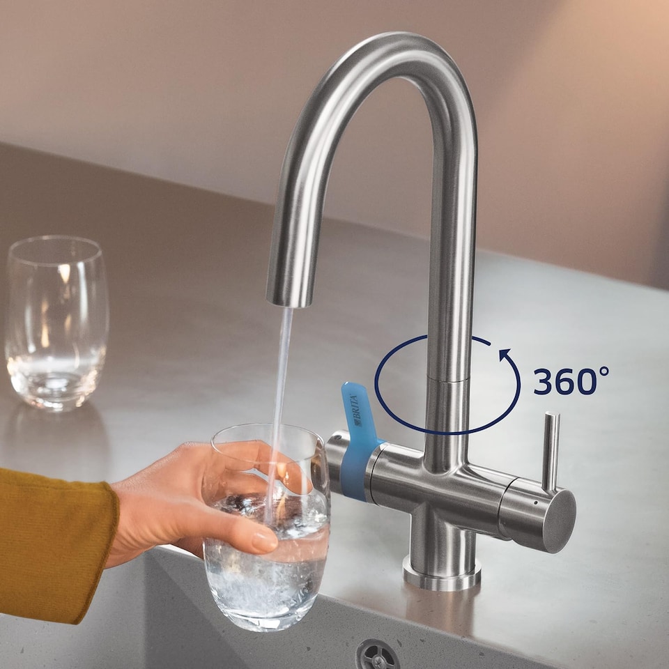 image 1 of BRITA mypure P1 Water Filter Kitchen Tap - Round - Includes 1x BRITA P1000 Cartridge