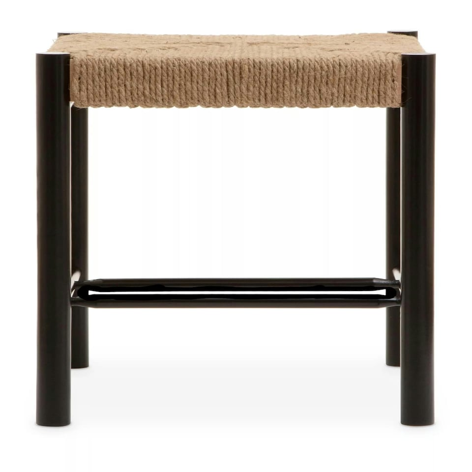 image 1 of Interiors by Premier Handwoven Stool, Durable And Comfortable Contemporary Bedroom Stool, Easy To Maintain Lounge Stool Black