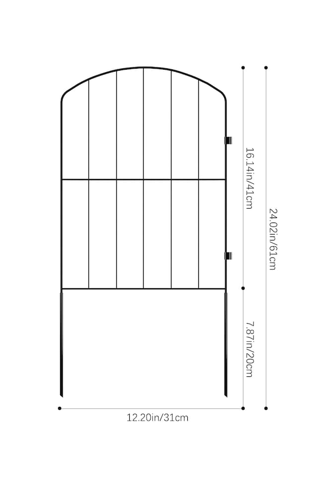 image 1 of Living and Home 25Pcs Arched Metal Garden Edging Fence Panels,31 W x 61 H cm | Black | 31cm(W) x 61cm(H)